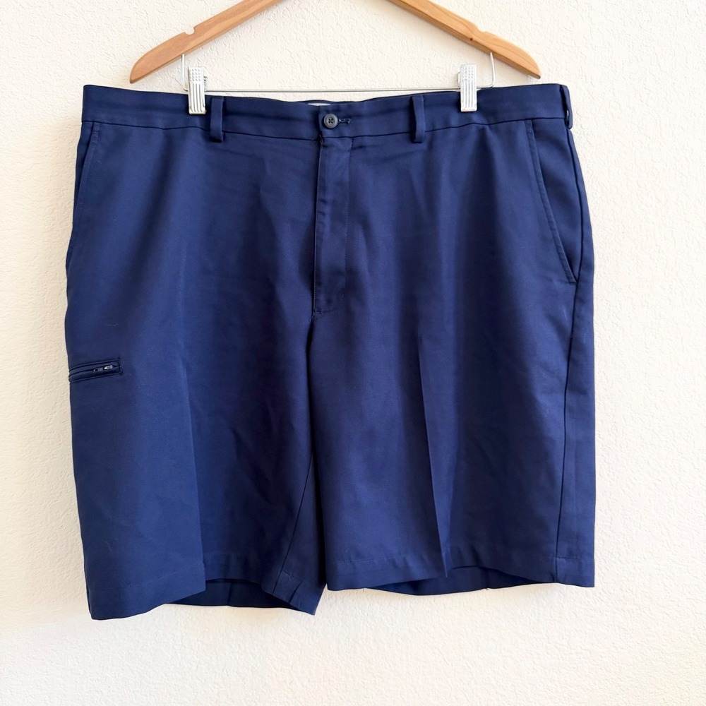 PGA Tour Mens Navy Blue Flat Front Performance Golf Shorts Size 40 9 Inch Inseam